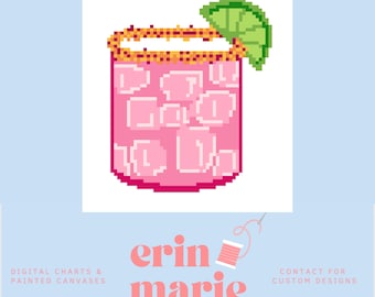 Pink Margarita | Digital Needlepoint Pattern PDF