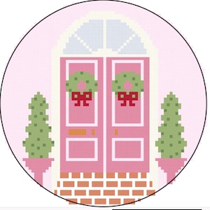 Roze kerstdeur 4x4 | PDF digitaal borduurpatroon