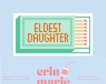 Eldest Daughter Matchbox | Digital Needlepoint Chart PDF