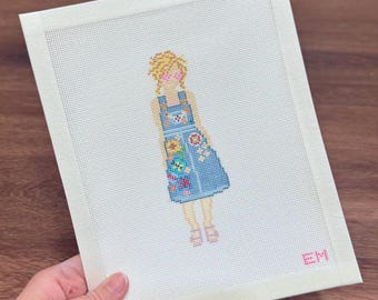 Uptown Girls Needlepoint Canvas | Hand Painted 6x9 inch 18ct