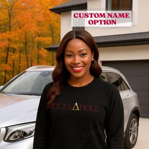 Delta Soror French Terry Raglan Crewneck Sweatshirt Custom Name Sorority Teacher Sweatshirt Business Casual Soft Relaxed Fit Bulk Order