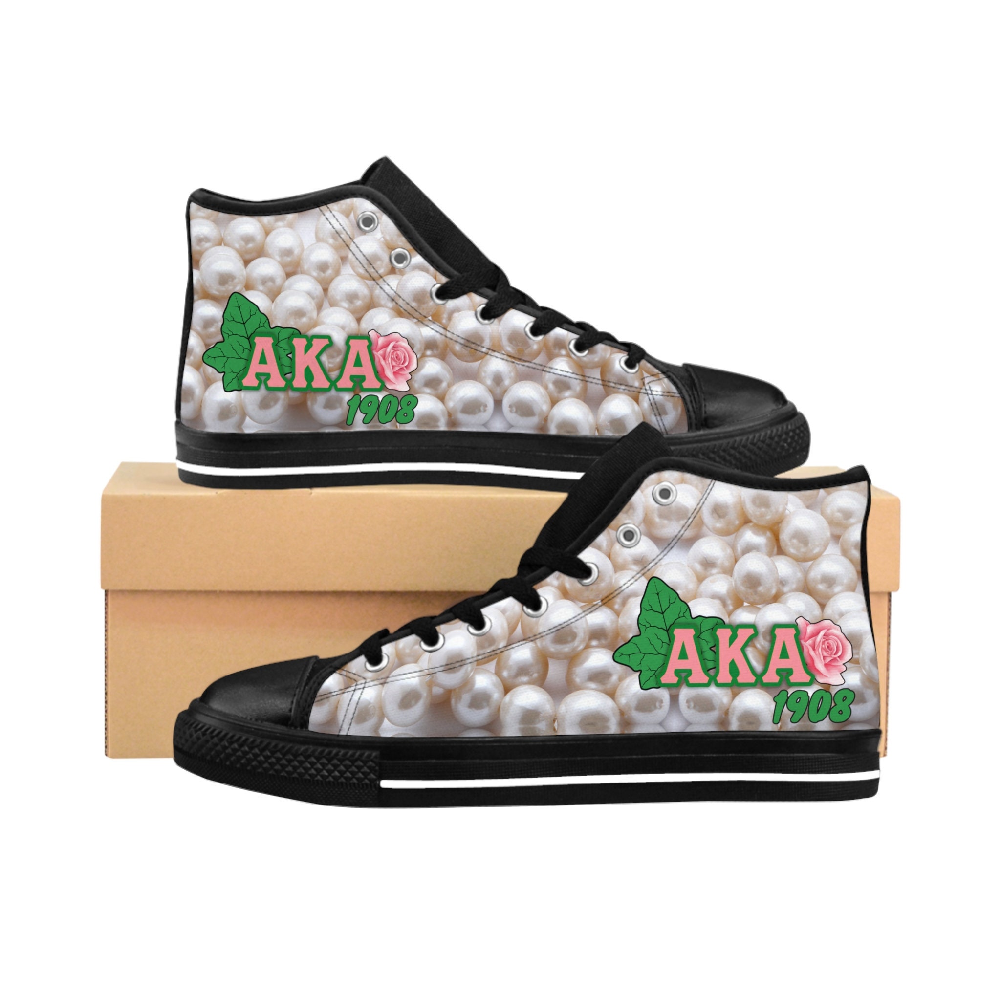Custom Alpha Kappa Alpha High Top Canvas Sneakers AKA Soror Shoes Perfect AKA Founders Day Birthday Christmas Gifts for New Sorors Etsy