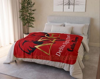 Personalized Diva DST Soror Gift Elephant Throw Spring Line Crossing Keepsake Custom Name Sorority Gift for Mother’s Day