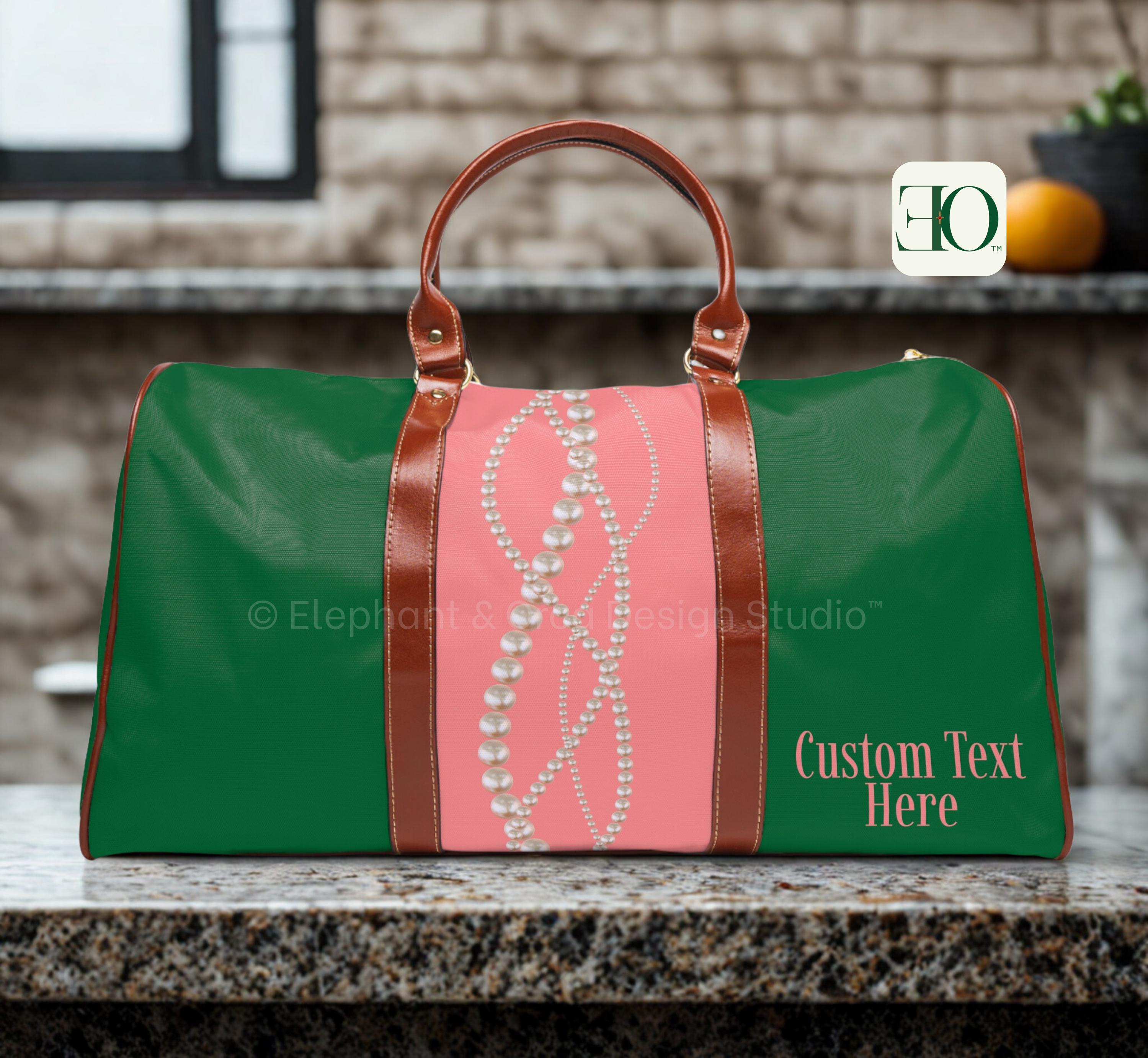 Pink and Green Sorority Travel Duffel 1908 Soror Weekend Bag Greek Life Luggage Gift for Sorority Sisters AKA Carry On Tote Founders Day Bag