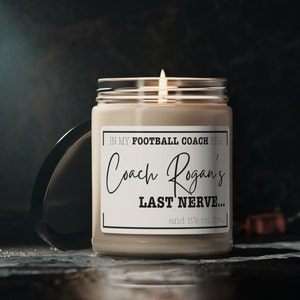 Personalized Football Coach Appreciation Gift  Scented Soy Candle, 9oz Perfect Personalized Gift for Football Coach
