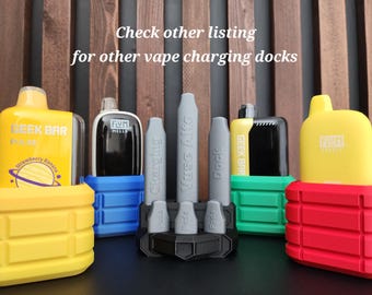 Geek Bar Pulse Charging Dock | Stylish Charging Stand With Built in USB C  Cable | Desk Organizer | Vape Charger | Vape Holder Station