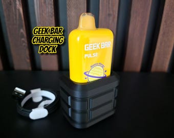 Geek Bar Pulse Charging Dock | Stylish Charging Stand with Built In USB C Cable | Desk Organizer | Vape Charger | Vape Holder Station