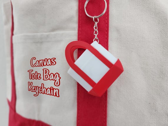 Trader Joe's Tote Bag Keychain | Micro Tote | Bag Charm | Cute Bag Keychain | Small Novelty Accessory | 3D Printed Keychain | Pastel Tote
