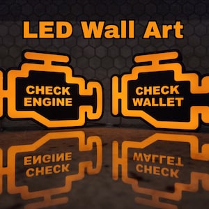 Check Engine Light Box | Wall Decor Light | Garage Sign | Workshop Decor | Novelty Sign | Car Enthusiast Gift