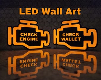 Check Engine Light Box | Wall Decor Light | Garage Sign | Workshop Decor | Novelty Sign | Car Enthusiast Gift