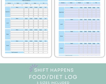 Printable Diet, Printable Food,  Food Planner, Meal Tracker, Meal Planner, Health Journal, Food Journal, Diet Planner