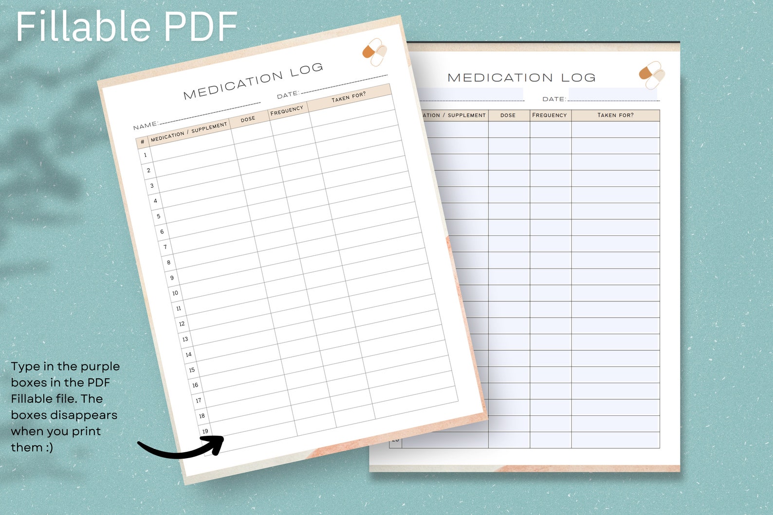Printable, Printable Medication Tracker, Wellness Planner, Medication Planner, Medication ...