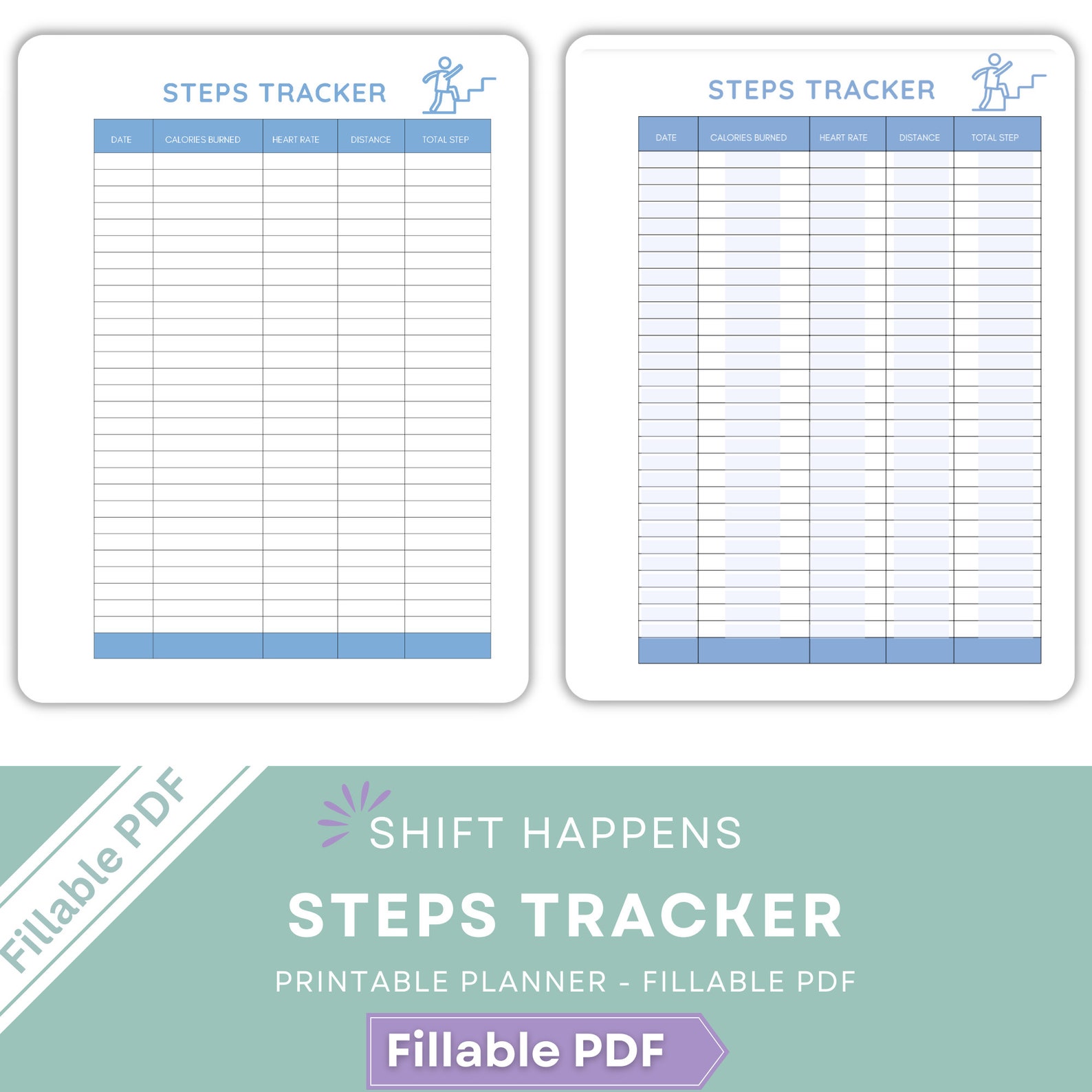 Fitness Planner, Steps Tracker, PDF Fillable, Printable, Printable ...