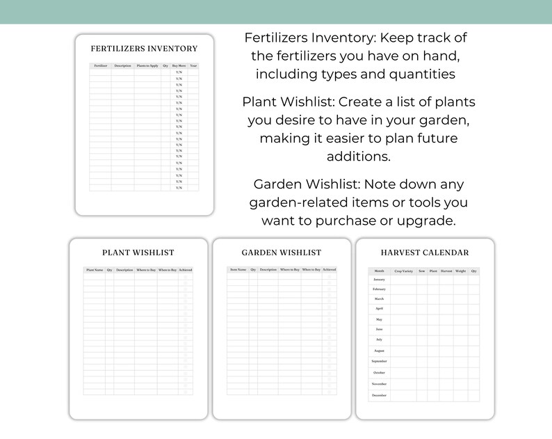 Garden Plans and Journal, Printable Gardening Planner for Planting and ...