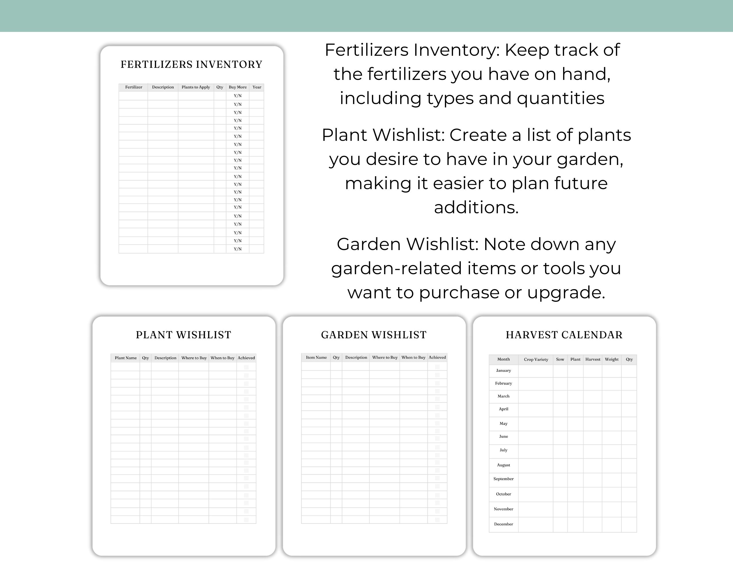 Garden Plans and Journal, Printable Gardening Planner for Planting and ...