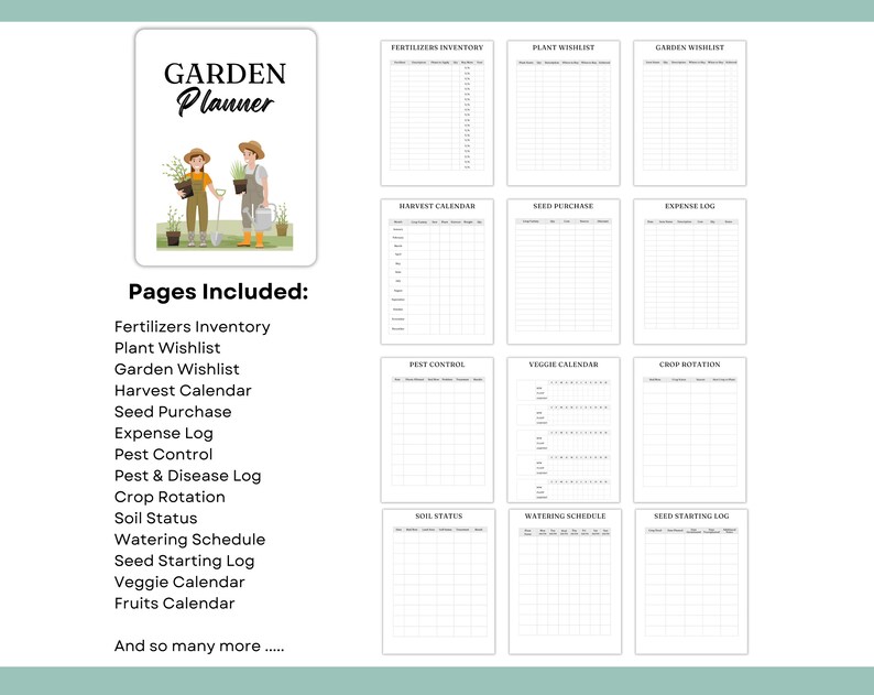 Garden Plans and Journal, Printable Gardening Planner for Planting and ...