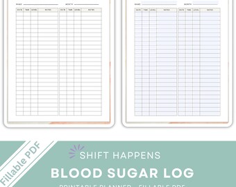 Diabetes Printable | Blood Sugar & Meal Plan Printable | Organizer for Diabetic Health | Fillable PDF Tracker