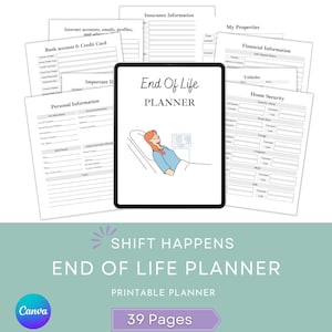 End of Life Planner, in case of emergency, what if binder, estate planning, emergency planner, goodnotes planner, PDF planner printable,