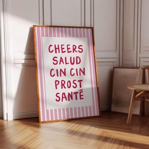 乾杯プリント バーカート ウォールアート 乾杯ポスター かわいいキッチンデコレーション Cin Cin Prost Sante Salud アートプリント カクテルウォールアート モダンキッチンプリント