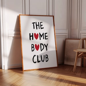 The Homebody Club Print, Homebody Club Wandkunst zum Ausdrucken, süße Wohnung minimalistische Wandkunst, trendige Geschenke für Introvertierte in die Raumdekoration