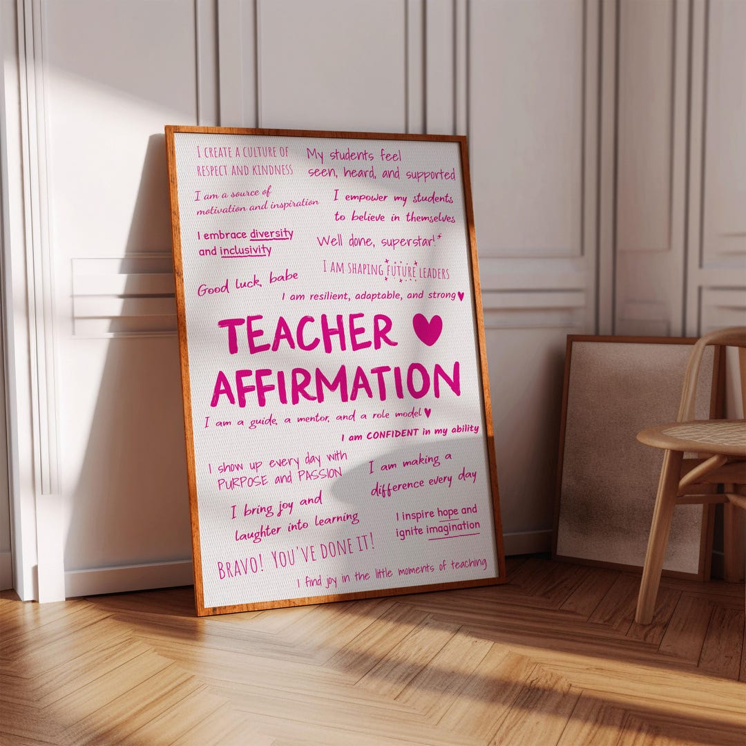 Teacher Affirmation Wall Art: Motivational Quote Classroom Decor ...