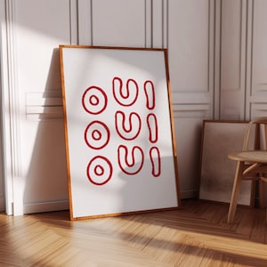 Oui Oui Oui Print Wall Art French Quote Poster Minimalist Typography Wall Art Retro French Poster Modern Home Decor Aesthetic Bathroom Print