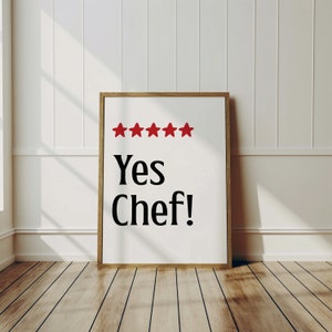 Yes chef print, Yes chef wall art, Kitchen wall art, Cute kitchen decor, Trendy kitchen print, Kitchen art, Preppy wall art gifts for chefs