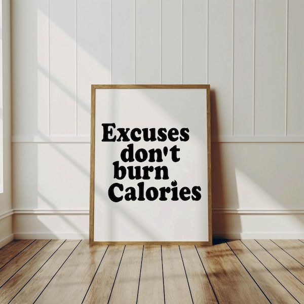 Fitness Motivation Print, Workout Room Wall Art, Minimalist Typography (Digital Download)