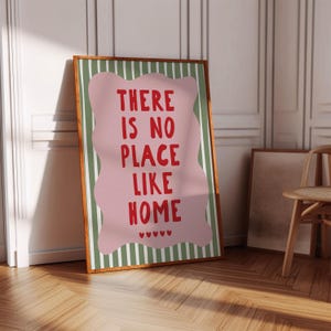 Nessun posto è come casa propria – Stampa, Decorazione murale rosa e verde, Regalo per l'inaugurazione della casa (Download digitale)