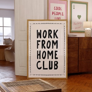 Work From Home Club Print Funny Office Print Work from Home Decor Office Wall Art Corporate Poster  Cute Work Poster Retro Typography Poster