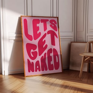 Lets Get Naked Prints Retro Bathroom Wall Art Printable Wall Art Girly
