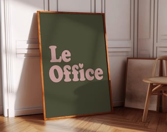 Le Office-citattryck Minimalistisk kontorsdekor Skrivbordsväggkonst för hemmakontor Utskrivbar arbetsplats Retro kontorsväggkonst Djärv typografisk affisch