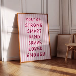 You Are Girls Affirmation Prints Kids Light Pink Poster Positive Affirmations Poster Girly Affirmations Wall Art Printable Inspirational