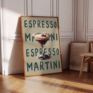 Impresiones de carteles de cócteles Espresso Martini Arte mural de cócteles Arte mural imprimible Impresión de cócteles Decoración de pared de bar Impresión de alcohol Arte mural de cocina