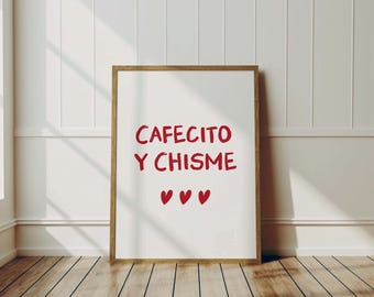 Cafecito Y Chisme Print / Decoración de cocina española (Descarga digital)