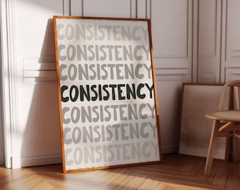 Motivational Minimalist Office Decor Print: Consistency, Dopamine, Inspirational Quote Wall Art (Digital Download)