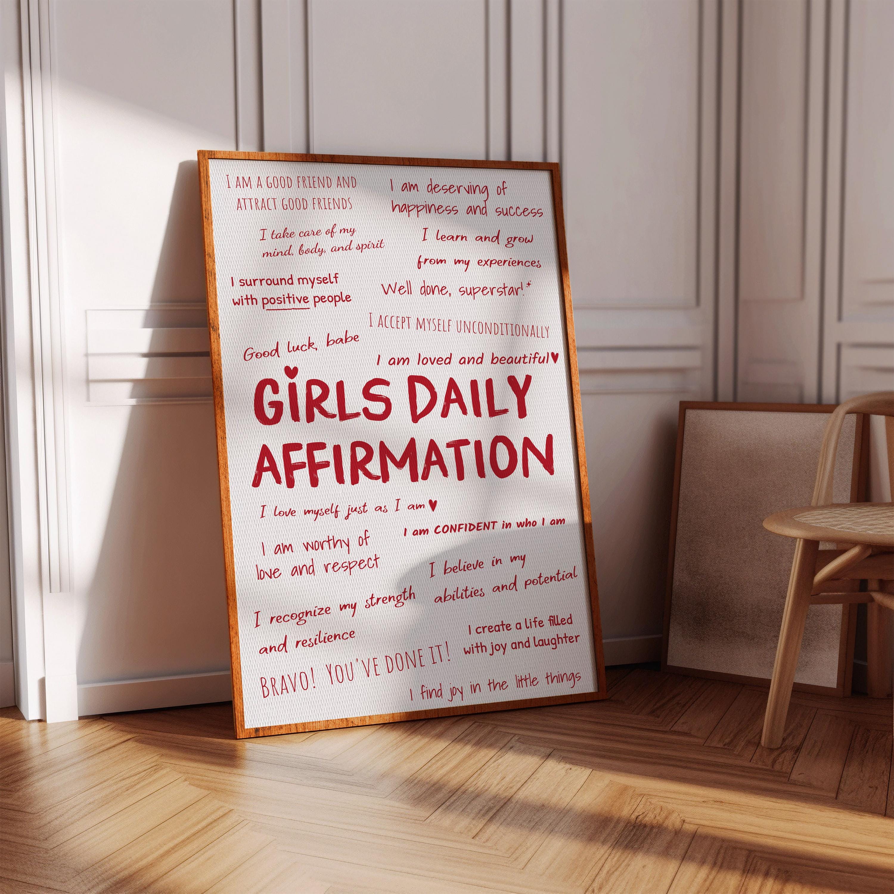 Girls Affirmation Poster Daily Affirmations Wall Art Feminist Poster ...