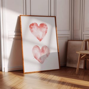 Valentines Day Gifts Baby Girl Nursery Decor Couple Gifts for Girlfriend Pink Watercolor Heart Print Girls Room Decor Heart Wall Art