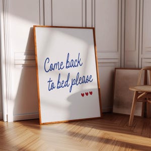 Poster Schlafzimmer Schlafenszeit Wanddeko KOMMEN ZURÜCK IN DAS BETT BITTE Ästhetische Schlafzimmer Wandkunst Kinderzimmer Wandkunst Trendy Schlaf Poster Typografie Druck