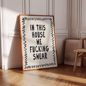 Funny Wall Art Swearing Art Typography Poster Black and White Cool Prints Rude Prints for Living Room Swear Word Poster Printable Wall Art
