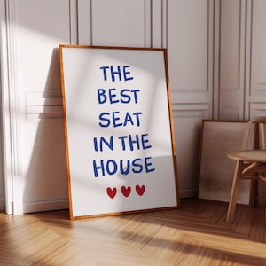 Funny toilet print funny bathroom prints The best seat in the house sign Funny bathroom wall art printable Typography wall art Rustic hearts