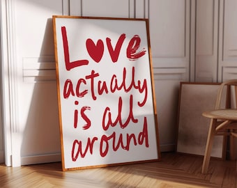 Love Actually Print, Red Typography Poster (Digital Download)