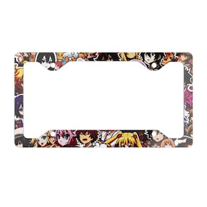 Anime Nummernschildabdeckung, Anime-Liebhaber, Metall-Nummernschildrahmen, passend für Autos und Lastwagen, Express Yourself, lustiges Nummernschild, japanisch