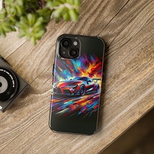 Toyota Supra iPhone Case: JDM Car Art, Wireless Charging