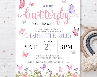 Butterfly invitation, Butterfly invite, Baby in Bloom invite, Baby in Bloom invitation, Babyshower invite, Babyshower invitation, Babyshower