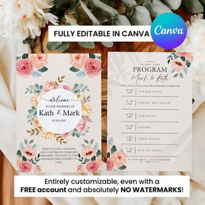 Wedding Timeline Template, Wedding Timeline, Wedding Timeline Sign, Wedding program template, Wedding timeline card, Wedding Itinerary,Canva
