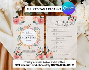 Wedding Timeline Template, Wedding Timeline, Wedding Timeline Sign, Wedding program template, Wedding timeline card, Wedding Itinerary,Canva