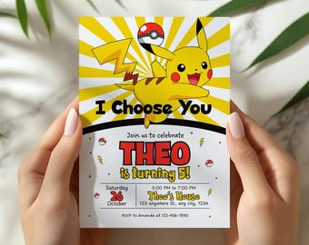 ピカチュウ、ポケモン招待状、ポケモン誕生日、ピカチュウ誕生日、かわいいポケモン、ピカチュウパーティー、ポケモンパーティー、フシギダネ、ミュウツー、ゼニガメ