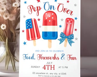 Invitación del 4 de julio / Invitación del 4 de julio / Invitación del Día de la Independencia / Invitación patriótica / Todo estadounidense / Invitación a barbacoa / Invitación a barbacoa