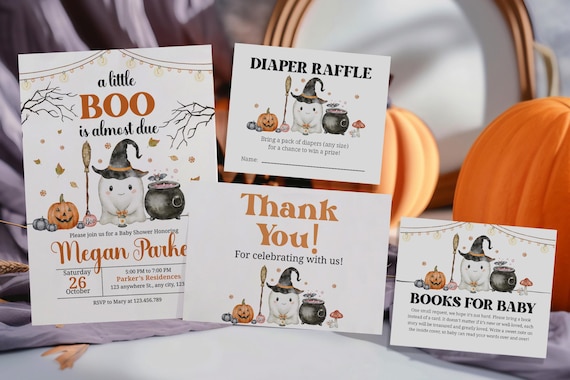 Little Boo, Halloween Birthday invitation, Halloween invite, Spooky one,Halloween party invite,Baby shower favours,Halloween birthday invite